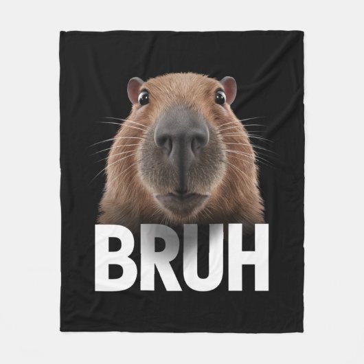 Funny Capybara Bruh Fleecedecke (Vorderseite)
