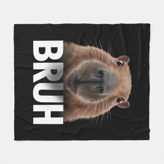 Funny Capybara Bruh Fleecedecke (Vorderseite (Horizontal))