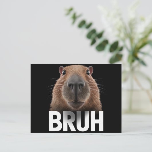 Funny Capybara Bruh Postkarte (Stehend Vorderseite)