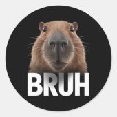 Funny Capybara Bruh Runder Aufkleber (Vorderseite)
