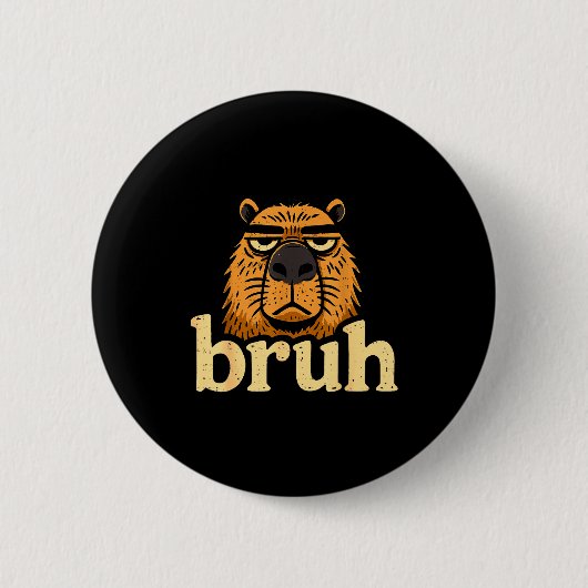 Funny Capybara Bruh Sarcastic Animal Meme Boys Tee Button (Vorderseite)