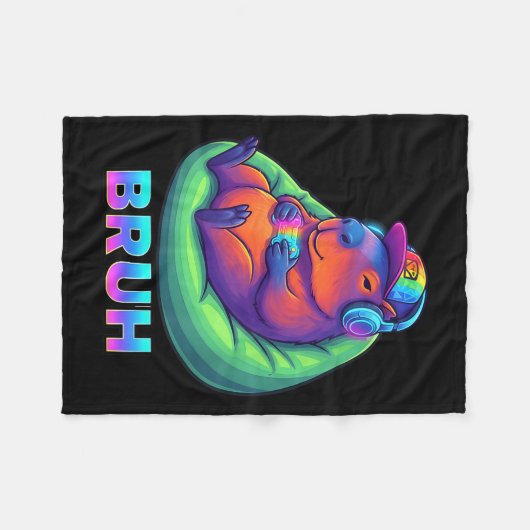 Funny Capybara Bruh Video Games Lovers Fleecedecke (Vorderseite (Horizontal))