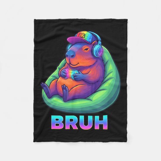 Funny Capybara Bruh Video Games Lovers  Fleecedecke (Vorderseite)