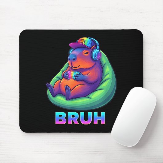 Funny Capybara Bruh Video Games Lovers  Mousepad (Mit Mouse)