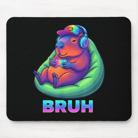 Funny Capybara Bruh Video Games Lovers Mousepad (Vorne)