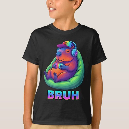 Funny Capybara Bruh Video Games Lovers T-Shirt (Vorderseite)