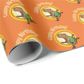 Funny Capybara Cappy Birthday! Cute Sunny Cartoon Geschenkpapier (Rolleneckpunkt)