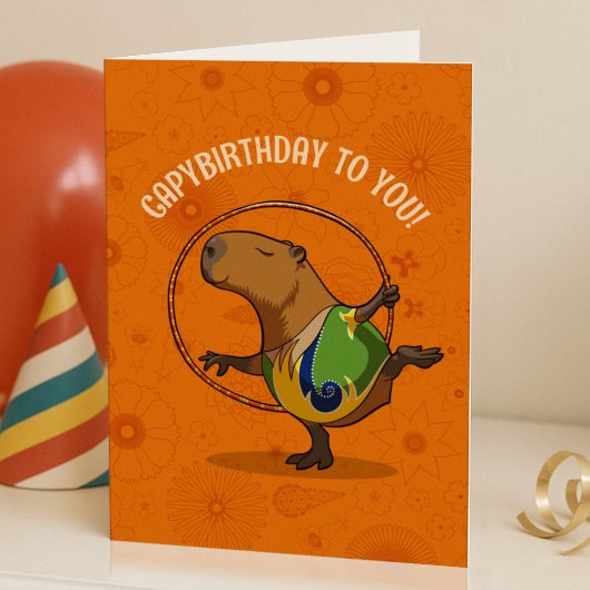 Funny Capybara Capybirthday To You! Birthday Art Karte