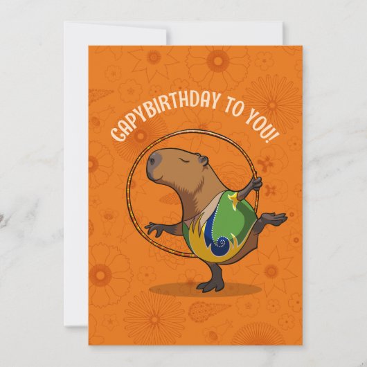 Funny Capybara Capybirthday To You! Dancer Cartoon Karte (Vorderseite)