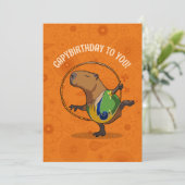 Funny Capybara Capybirthday To You! Dancer Cartoon Karte (Stehend Vorderseite)