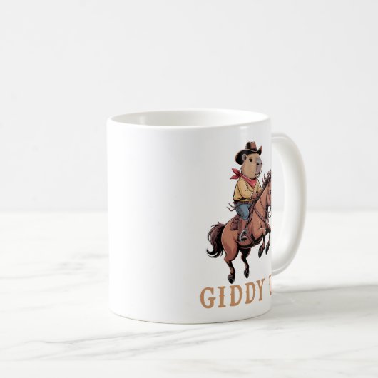 Funny Capybara Cowboy Reitpferd Giddy Up Kaffeetasse (VorderseiteRechts)
