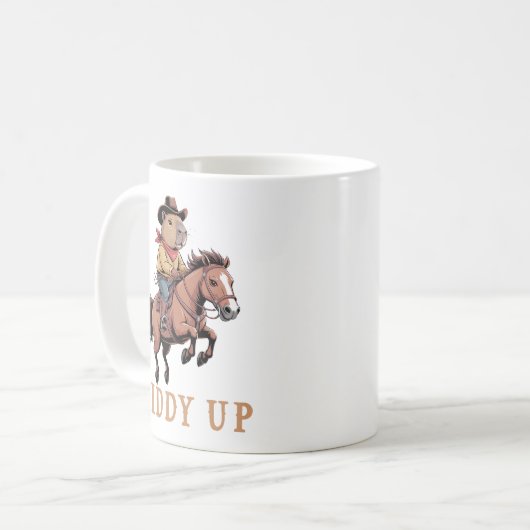 Funny Capybara Cowboy Reitpferd Giddy Up Kaffeetasse (Vorderseite Links)