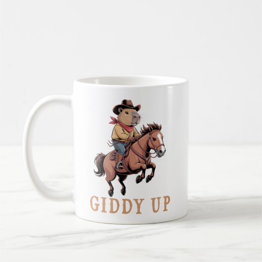 Funny Capybara Cowboy Reitpferd Giddy Up Kaffeetasse (Links)
