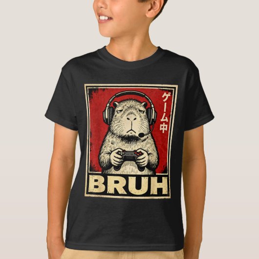 Funny Capybara Gamer Bruh Graphic Tee Men Boys Tee (Vorderseite)