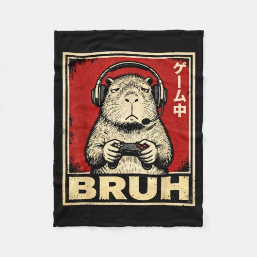 Funny Capybara Gamer Bruh Graphic Tee Men Boys Tee Fleecedecke (Vorderseite)
