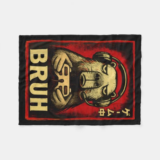 Funny Capybara Gamer Bruh Graphic Tee Men Boys Tee Fleecedecke (Vorderseite (Horizontal))