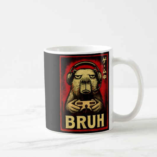 Funny Capybara Gamer Bruh Graphic Tee Men Boys Tee Kaffeetasse (Rechts)