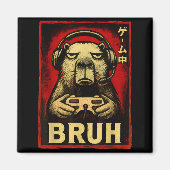 Funny Capybara Gamer Bruh Graphic Tee Men Boys Tee Magnet (Vorne)