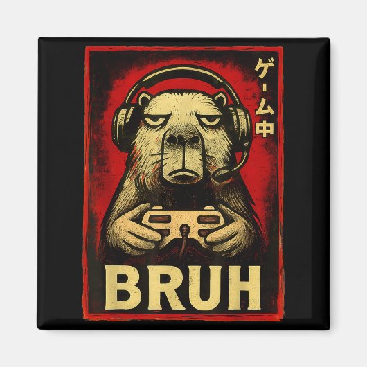 Funny Capybara Gamer Bruh Graphic Tee Men Boys Tee Magnet (Vorne)