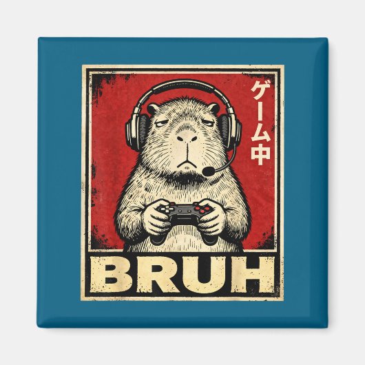 Funny Capybara Gamer Bruh Graphic Tee Men Boys Tee Magnet (Vorne)