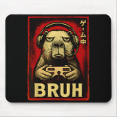 Funny Capybara Gamer Bruh Graphic Tee Men Boys Tee Mousepad (Vorne)