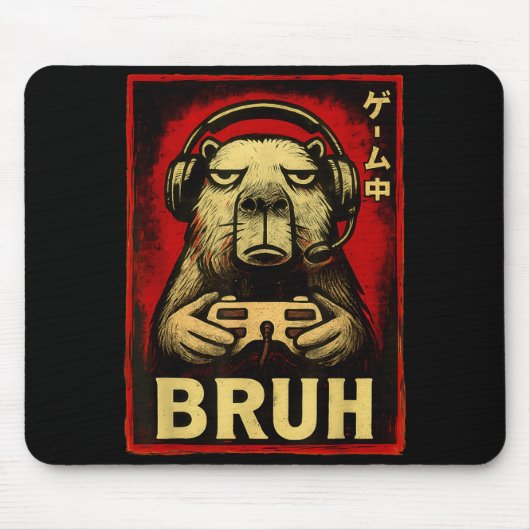 Funny Capybara Gamer Bruh Graphic Tee Men Boys Tee Mousepad (Vorne)
