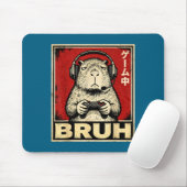 Funny Capybara Gamer Bruh Graphic Tee Men Boys Tee Mousepad (Mit Mouse)