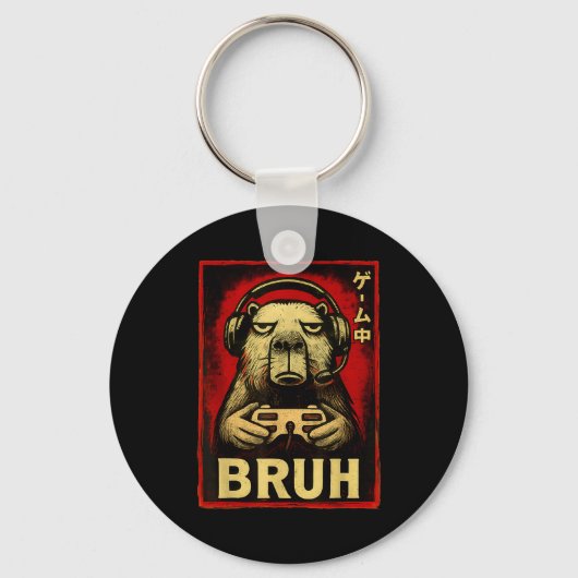 Funny Capybara Gamer Bruh Graphic Tee Men Boys Tee Schlüsselanhänger (Vorderseite)