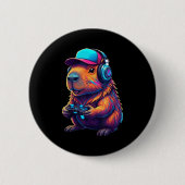 Funny Capybara Gamer Gaming Video Games Capybara Button (Vorderseite)