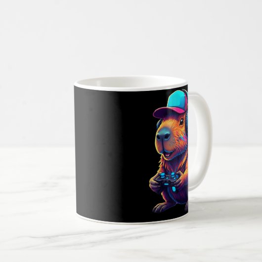 Funny Capybara Gamer Gaming Video Games Capybara Kaffeetasse (VorderseiteRechts)