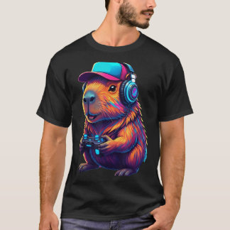 Funny Capybara Gamer Gaming Video Games Capybara  T-Shirt