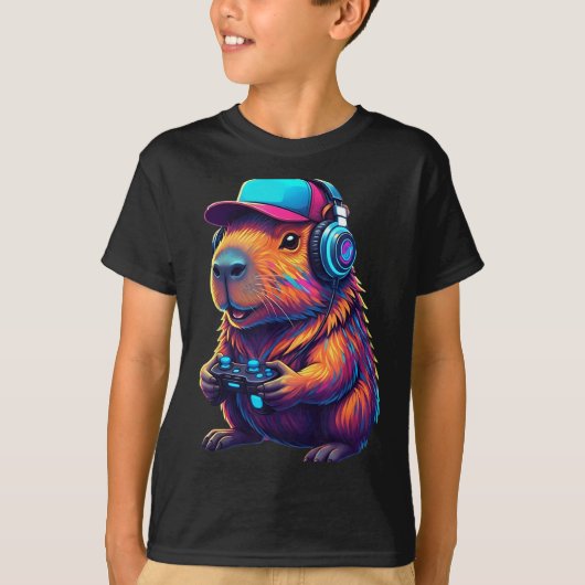 Funny Capybara Gamer Gaming Video Games Capybara T-Shirt (Vorderseite)