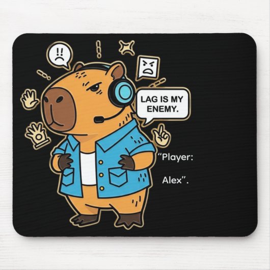 Funny Capybara Gamer Mousepad – Personalized with  (Vorne)