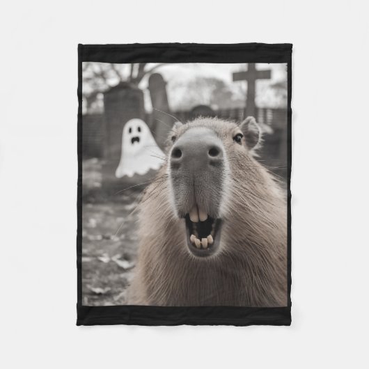Funny Capybara Ghost Halloween Costume Capybara Ha Fleecedecke (Vorderseite)