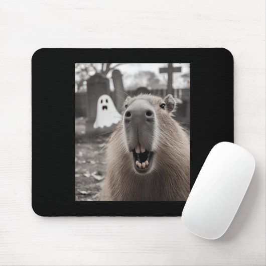 Funny Capybara Ghost Halloween Costume Capybara Ha Mousepad (Mit Mouse)