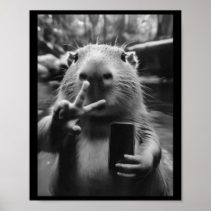 Funny Capybara gibt Cooles Capybara Selfie Mens Wo Poster