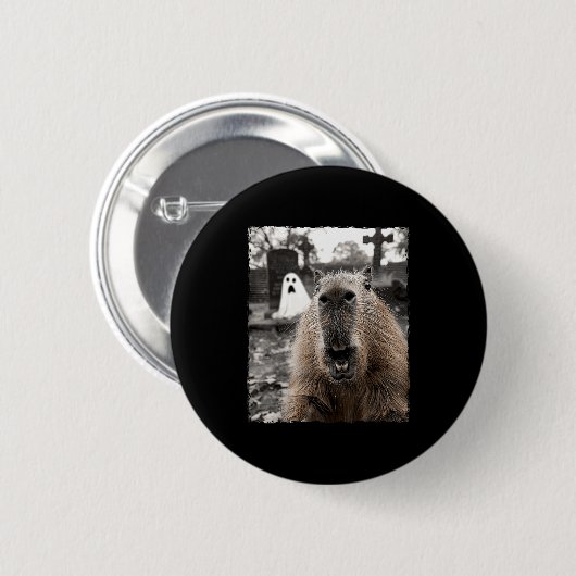 Funny Capybara Halloween Costume Button (Vorne & Hinten)