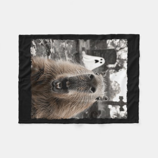 Funny Capybara Halloween Costume Fleecedecke (Vorderseite (Horizontal))