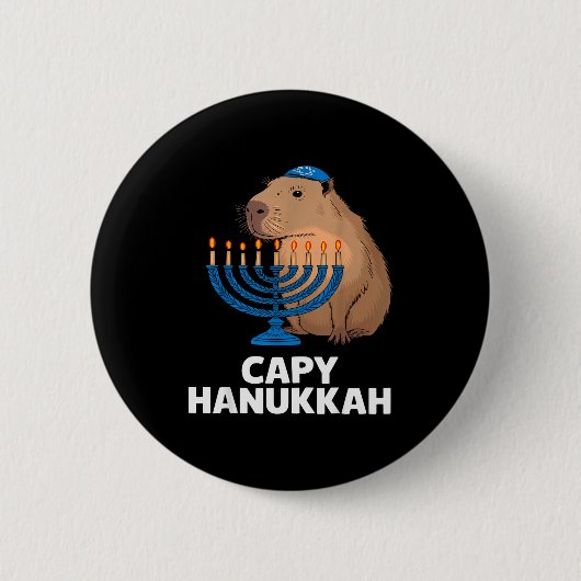 Funny Capybara Happy Hanukkah Chanukah Jewish Men Button (Vorderseite)