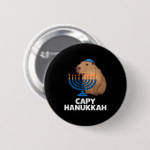 Funny Capybara Happy Hanukkah Chanukah Jewish Men Button (Vorne & Hinten)