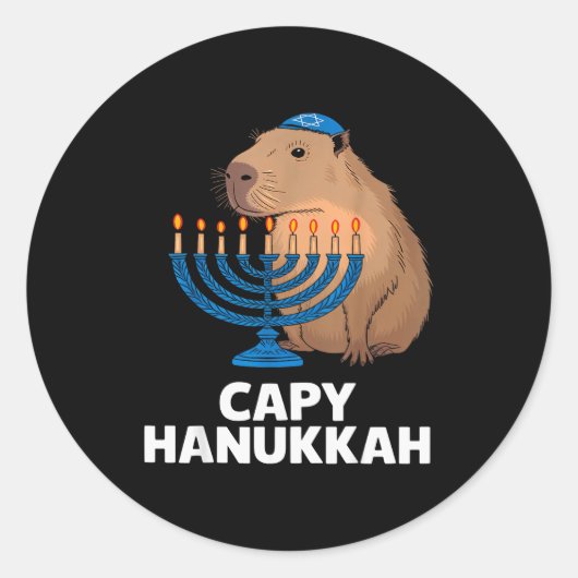 Funny Capybara Happy Hanukkah Chanukah Jewish Men Runder Aufkleber (Vorderseite)