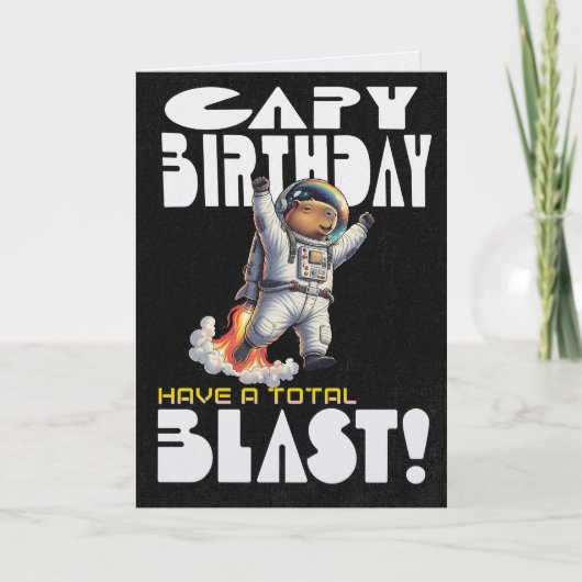 Funny Capybara in Space Capy Birthday Pun Karte (Vorderseite)