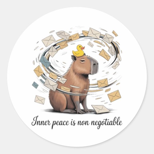 Funny Capybara Inner Peace Sticker - Zen Animal De (Vorderseite)