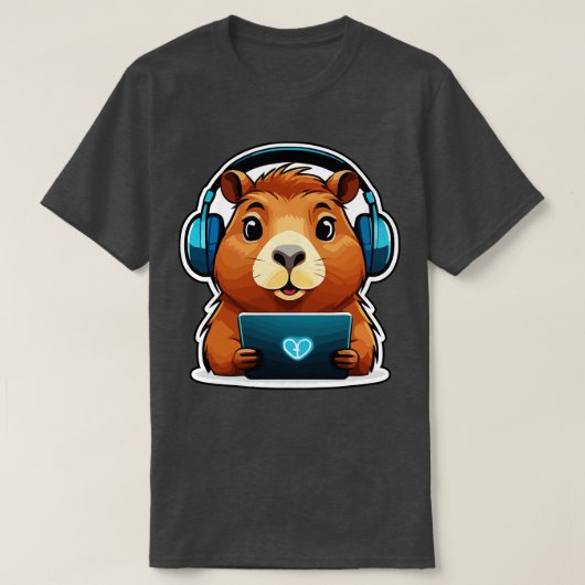 Funny Capybara mit Computer T-Shirt (Design vorne)