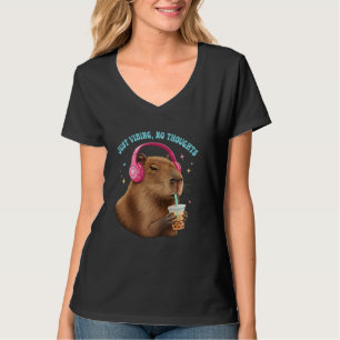 Funny Capybara nur Vibing No Thoughts Meme Boba T T-Shirt