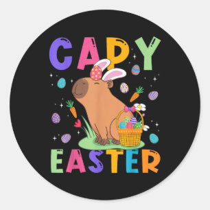Funny Capybara Ostertag Cape Easter Eggs Capy Lo Runder Aufkleber