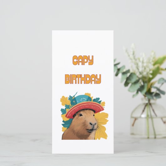 Funny Capybara Pun Birthday Card Karte (Stehend Vorderseite)