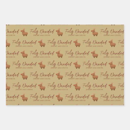 Funny Capybara Reindeer Christmas Geschenkpapier Set (Vorderseite 3)