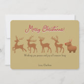 Funny Capybara Rentier Gold Weihnachtskarten Feiertagskarte (Vorderseite)