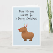 Funny Capybara Rentier Personalisierte Weihnachten Karte (Vorderseite)